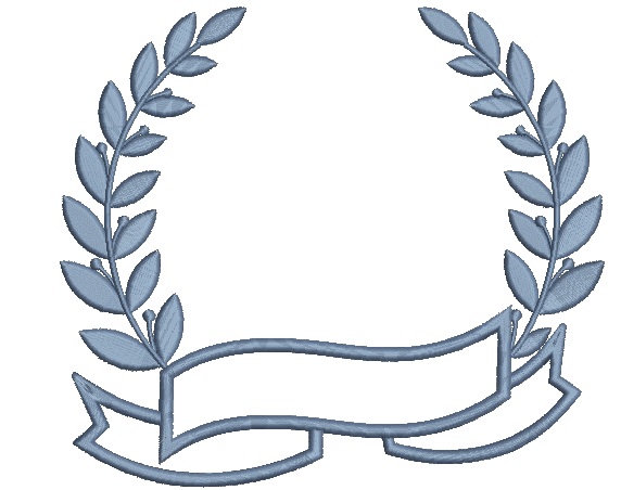 Laurel wreath for monogram and banner for inscription machine embroidery design 