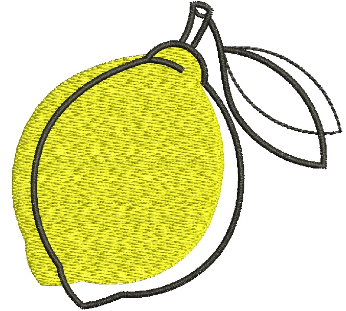Yellow lemon machine embroidery design  