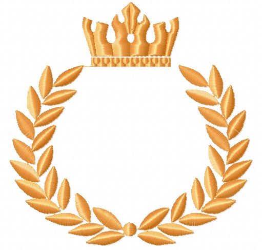 Crown and laurel wreath machine embroidery design  