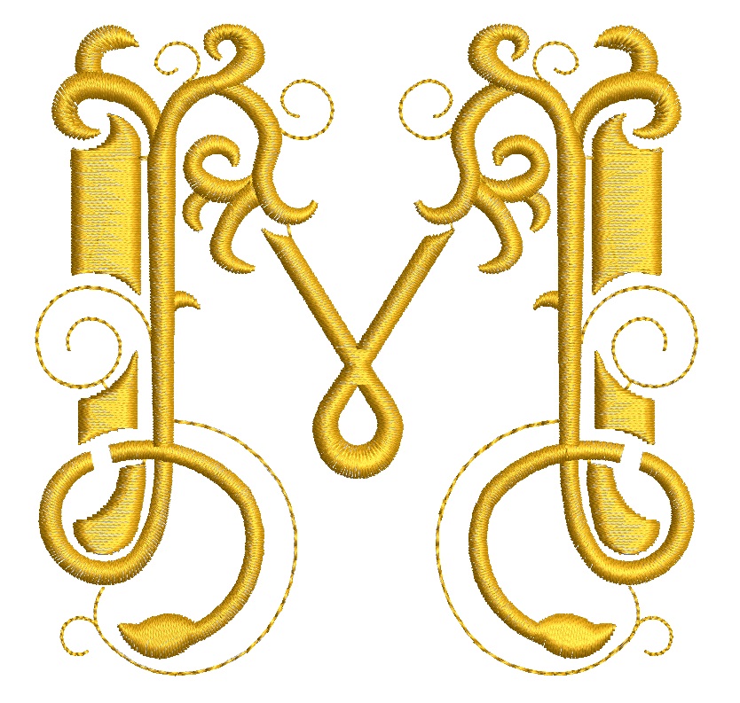 Monogram letter M machine embroidery design – personalized initial embroidery pattern