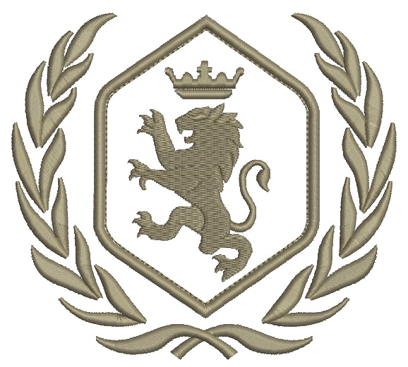 Royal lion crown and laurel wreath applique machine embroidery design 