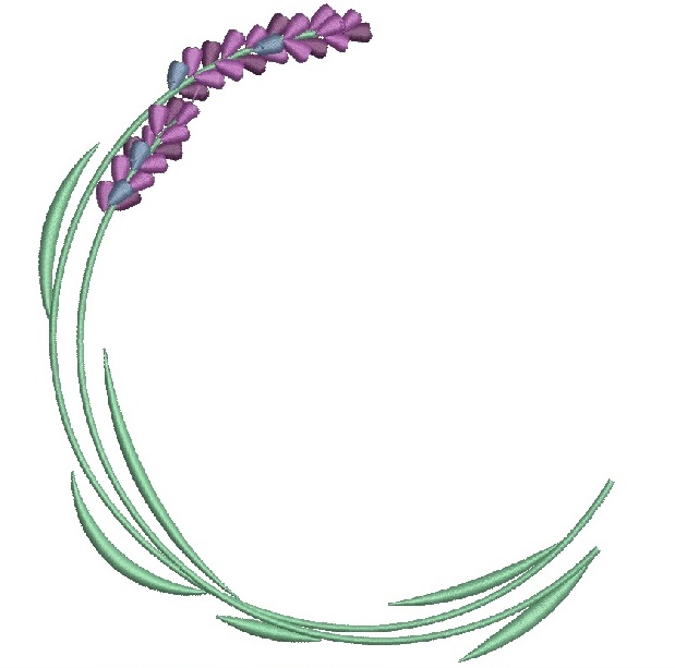 Lavender embroidery round frame – lavender wreath machine embroidery design 