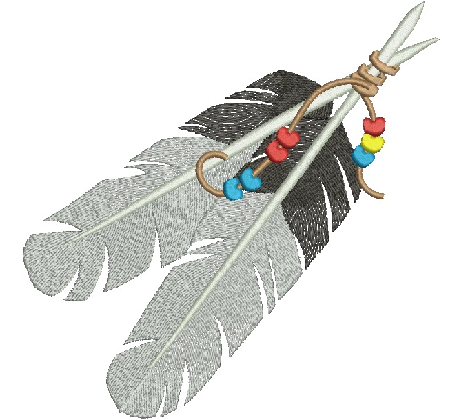 Feather amulet machine embroidery design 