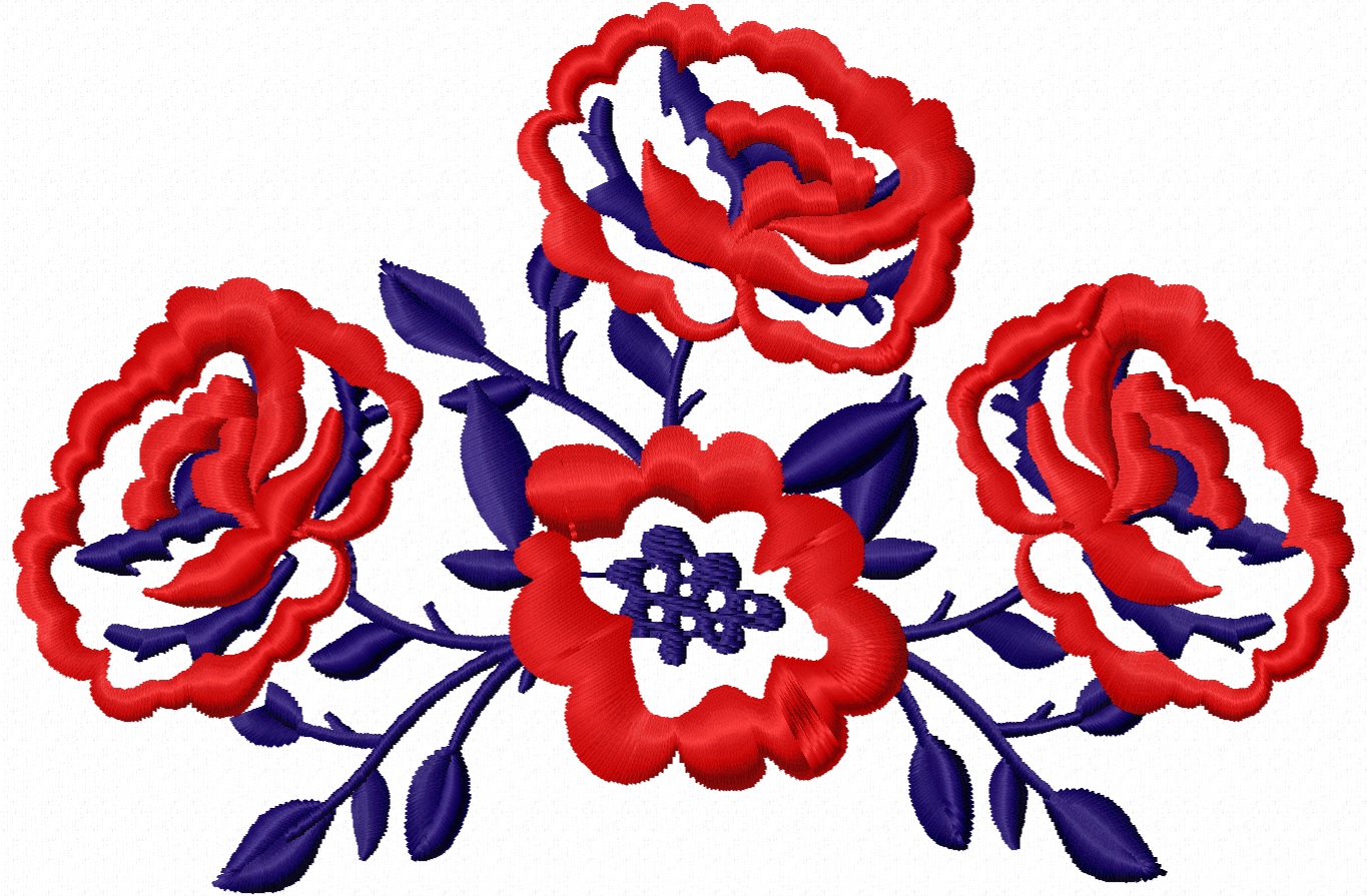 Boho Ethnic Style Bouquet of Flowers Machine Embroidery Design  