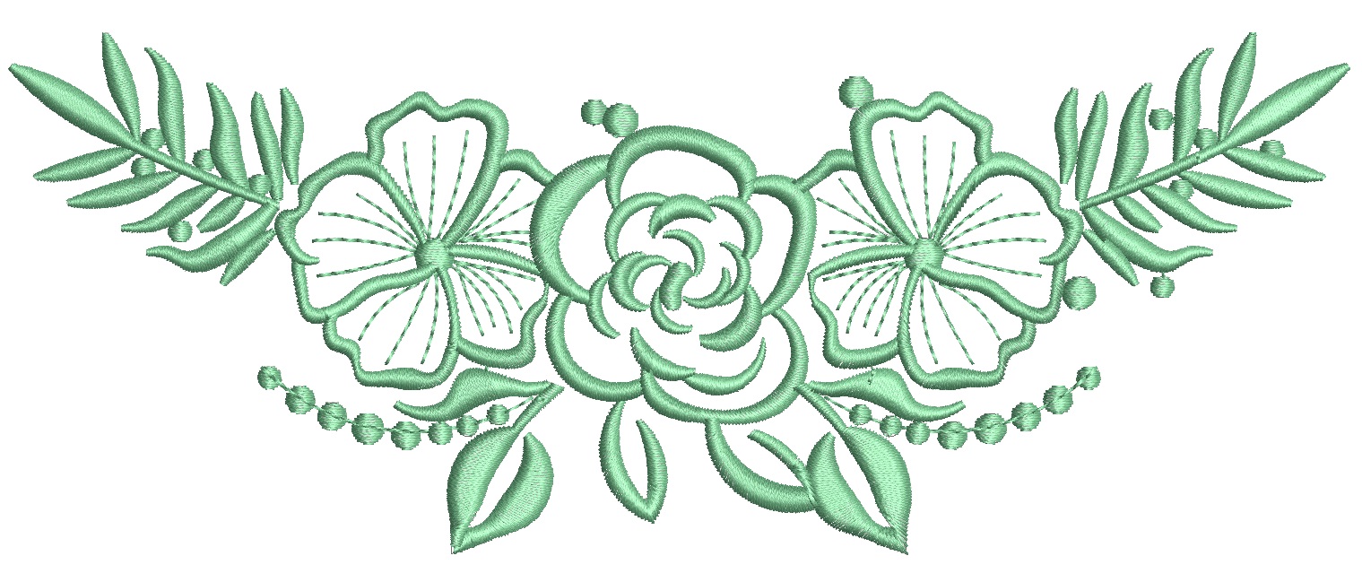 Floral Pastel Ornament Border Machine Embroidery Design 