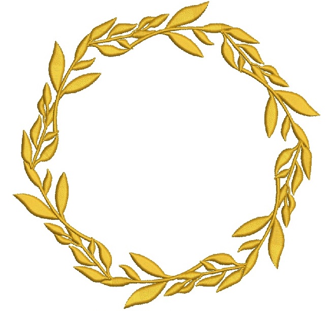 Gold Laurel Wreath Machine Embroidery Design 
