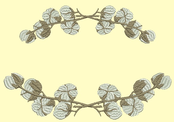 Cotton Flowers Branches for Monogram Machine Embroidery Design 