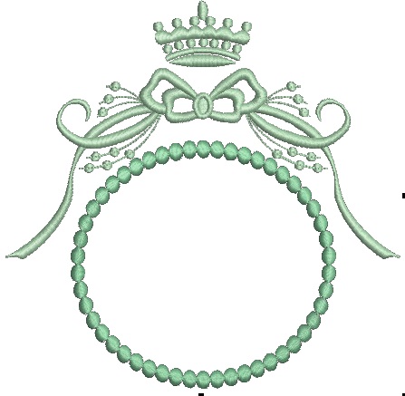 Crown and Bow Monogram Frame Machine Embroidery Design 