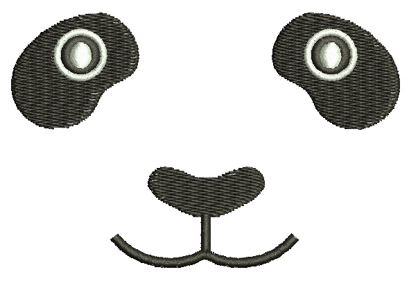 Panda Face Eyes and Nose Machine Embroidery Design 