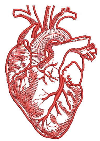 Realistic Heart Machine Embroidery Design 