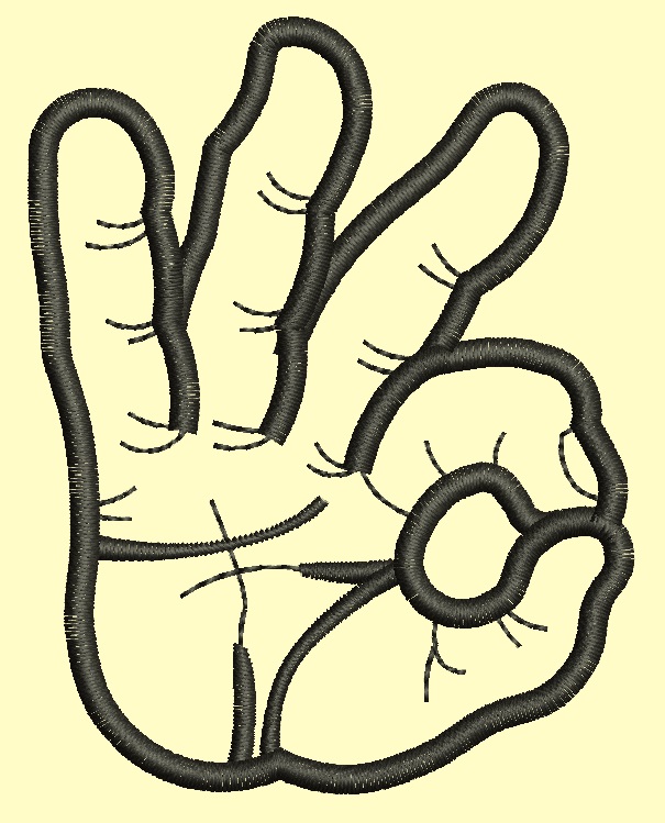 Hand Gesture OK Machine Embroidery Design 