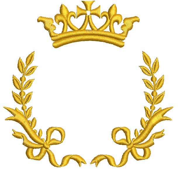 Crown and Wreath with Bow Machine Embroidery Design 