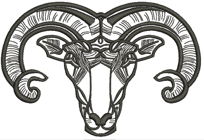 Rams Head Machine Embroidery Design 
