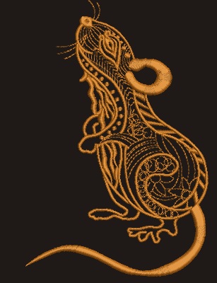 Rat China Horoscope  Machine Embroidery Design 