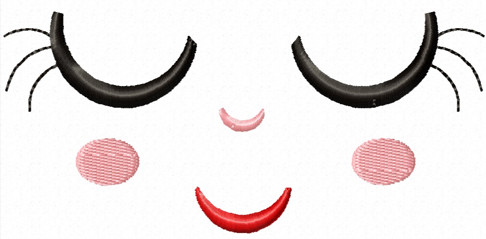 Sleeping Doll Face Machine Embroidery Design 