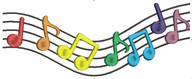 Musical Notes Music Word Art Machine Embroidery Design 