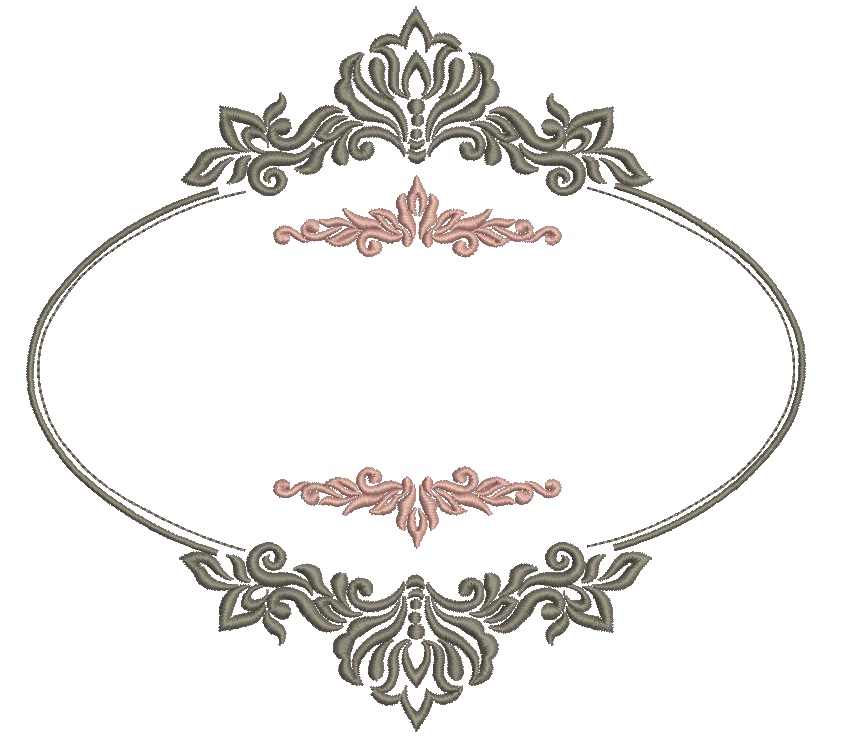 Floral Vintage Frame Machine Embroidery Design - Letters Not Included 