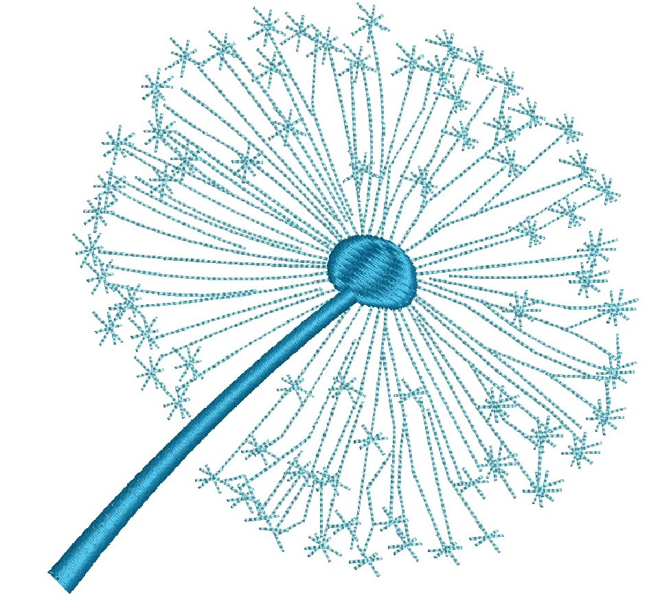 Dandelion Blowball Machine Embroidery Design Fluffy Flower 3 Sizes 