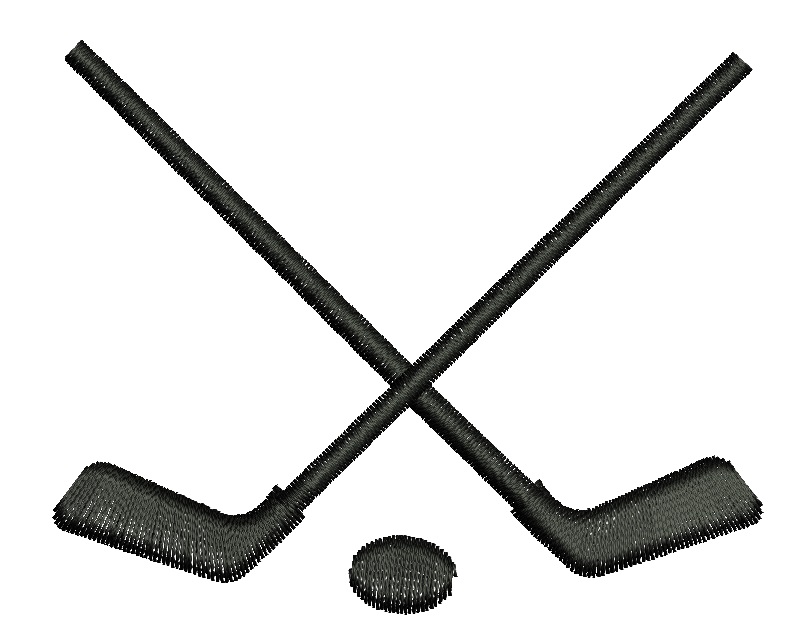 Crossed Hockey Sticks Machine Embroidery Design 3 Sizes  