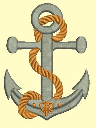 Nautical Anchor with Rope Machine Embroidery Design - Tested Single Size 