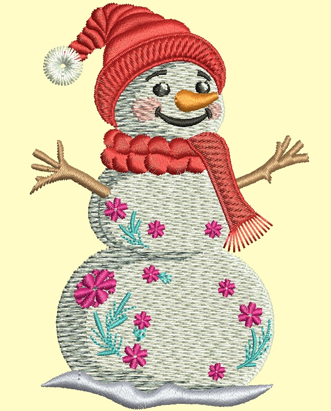 Cute Snowman Machine Embroidery Design - Winter Holiday Favorite - Two Sizes Included 