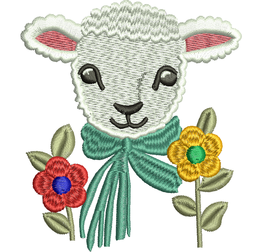 Cute Baby Lamb Sheep Machine Embroidery Design - Adorable Farm Animal - Two Sizes Included 