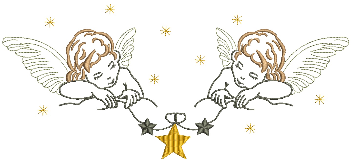 Angels Machine Embroidery Design – Heavenly Winged Figures Pattern 