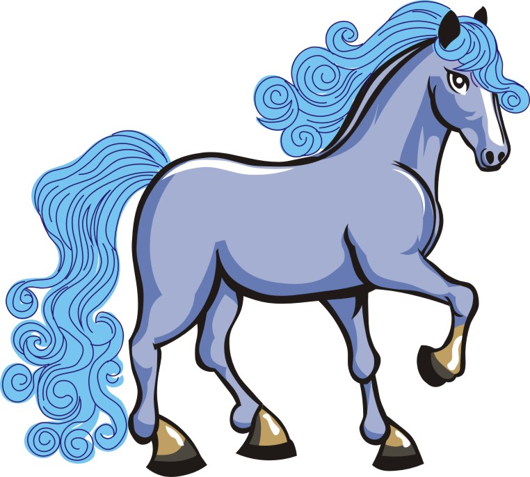 Blue Fairy Horse Vector SVG File, Wavy Mane Fantasy Horse Illustration 