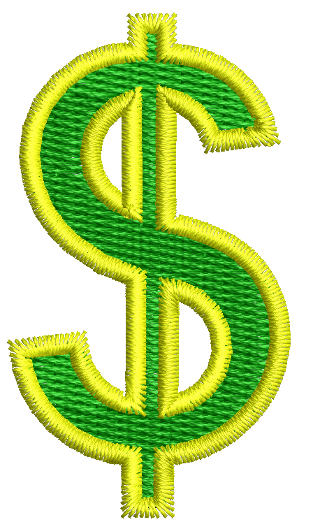 Dollar Sign Machine Embroidery Design 