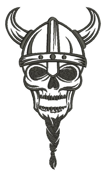 Viking Skull in Helmet Machine Embroidery Design  