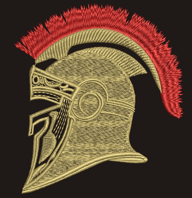 Roman Greek Warrior Helmet Machine Embroidery 
