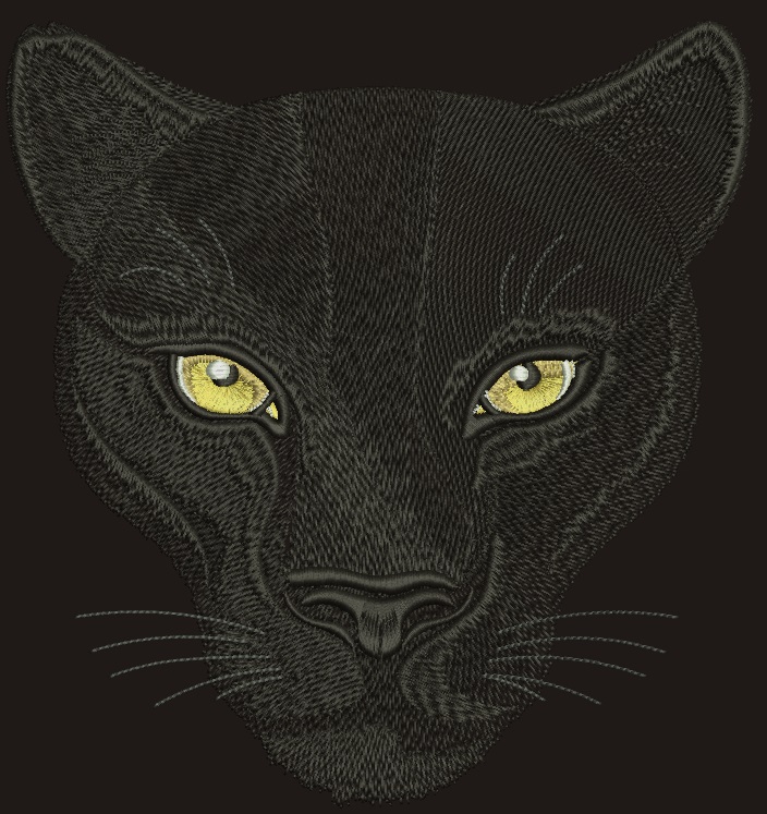 Black Panther Face Machine Embroidery Design for Dark Fabric 