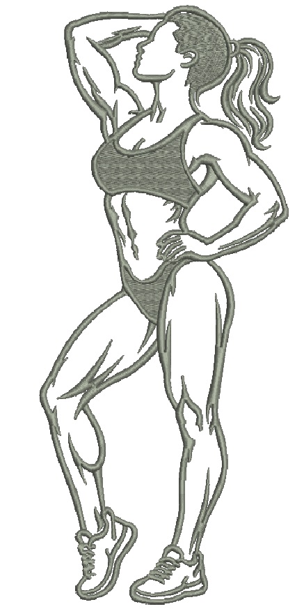 Fitness woman silhouette machine embroidery design 