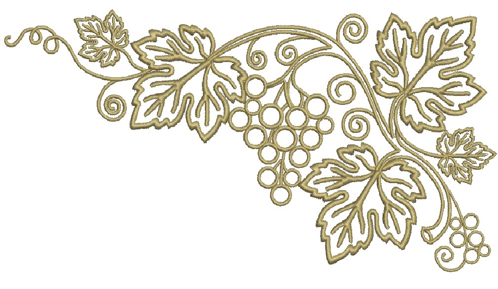 Grape Vine Corner Machine Embroidery Design  