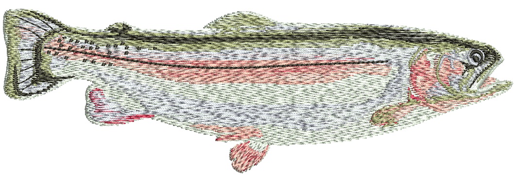 Rainbow Trout Machine Embroidery Design, Freshwater Fish Fishing Pattern 