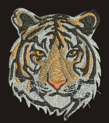 Tiger Head Machine Embroidery Design, Realistic Wild Animal Pattern 