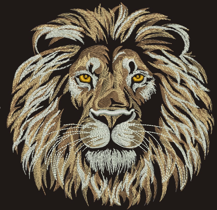 Lion Head Machine Embroidery Design, Majestic Big Cat Portrait Pattern 