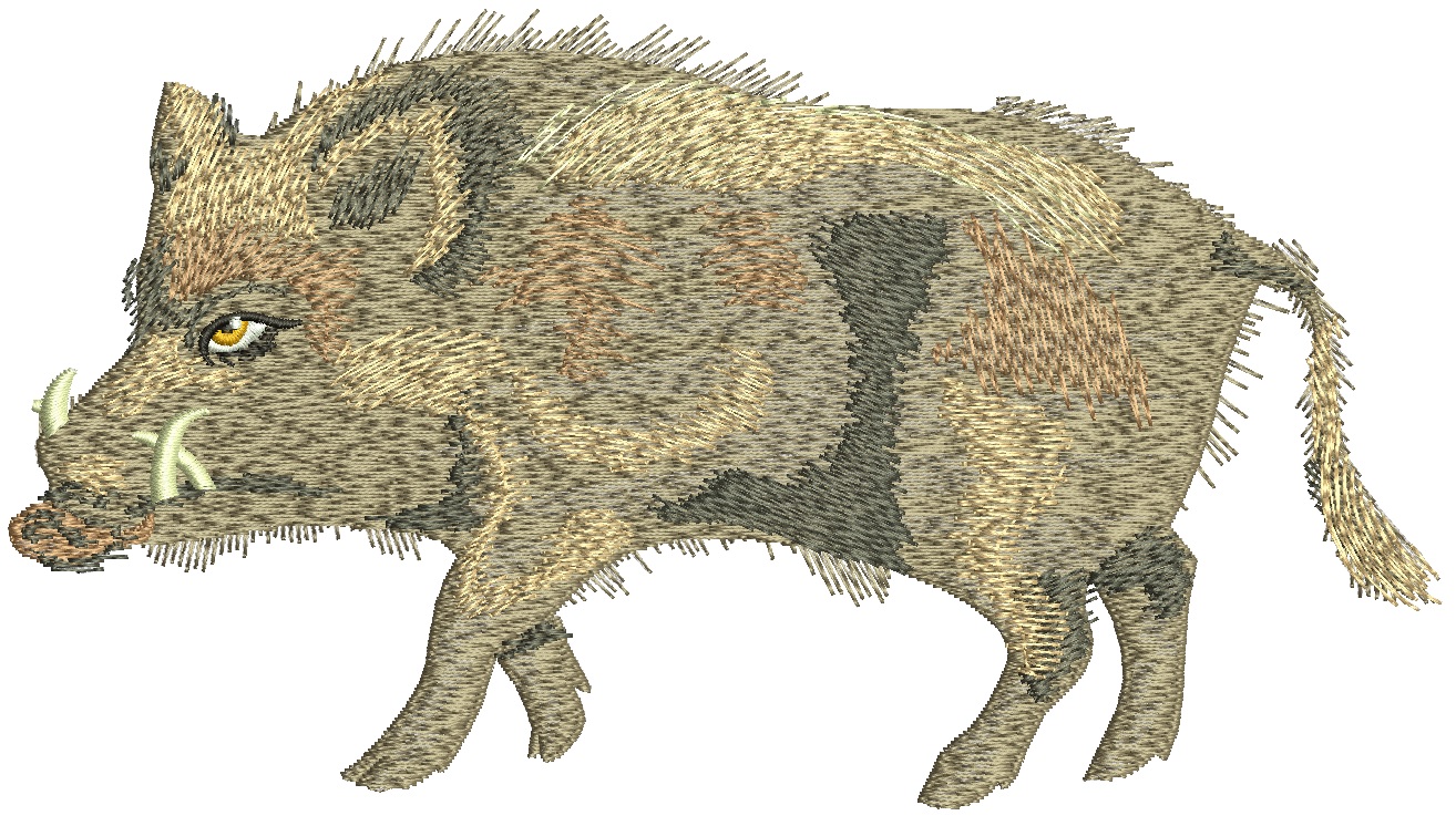 Wild Boar Machine Embroidery Design, Full Body Wild Boar File  