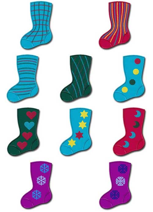 Christmas Stockings 10 Machine Embroidery Designs