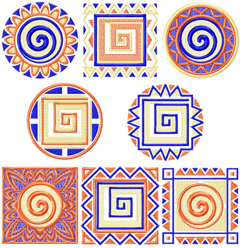 African Style 8 Quilt Motifs/Blocks Machine Embroidery Designs set 4x4