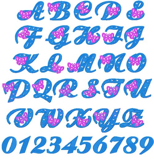 Butterfly Alphabet Font Machine Embroidery Designs set 4x4