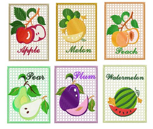 Decorative Fruits Machine Embroidery Designs Set 5x7