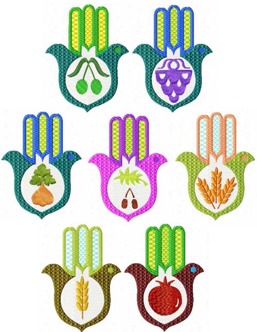 Seven Spices Dove Hamsa Machine Embroidery Designs set 4x4 + Napkin Rings