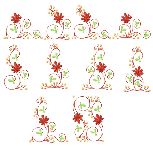 Elegant Flowers Ornaments 10 Machine Embroidery Designs Set 5x7