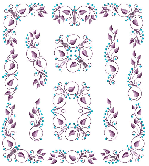 Elegant Flowers Ornaments 11 Machine Embroidery Designs Set 5x7