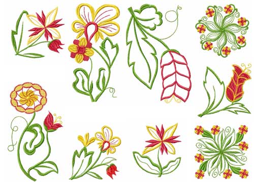 Fantasy Flowers Machine Embroidery Designs 5x7