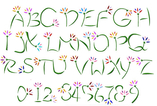 Flowers Alphabet Font Machine Embroidery Designs 4x4