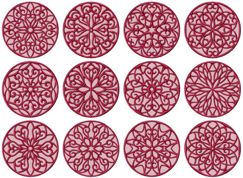 Lacy Circles 12 Machine Embroidery Designs 4x4