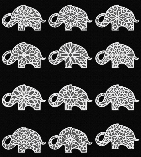 Lacy Elefants 12 Machine Embroidery Designs set 5x7