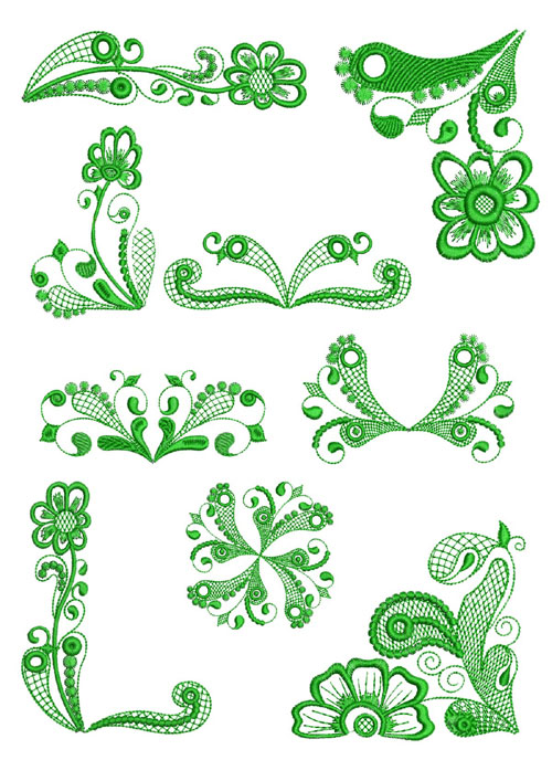 Lacy Ornaments 9 Machine Embroidery Designs set